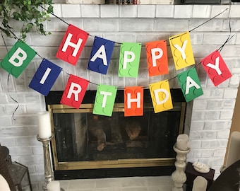 Building Blocks Happy Birthday Banner, Handcrafted Party Decor
