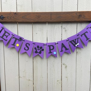 Banner de aniversário de cachorro, banner vamos Pawty, banner de aniversário vamos Pawty, banner de aniversário de cachorro, banner Pawty, banner de pata, banner de aniversário de filhote de cachorro
