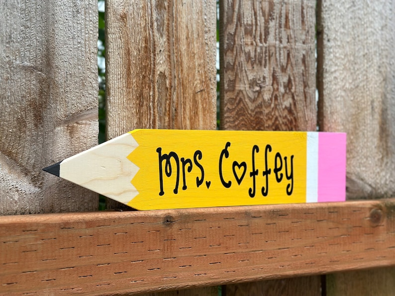 Teacher Gift, Teacher Pencil Name sign, Custom Teacher Gift, Teacher Appreciation Gift, Back to School, Wood Teacher Pencil, Classroom decor image 1