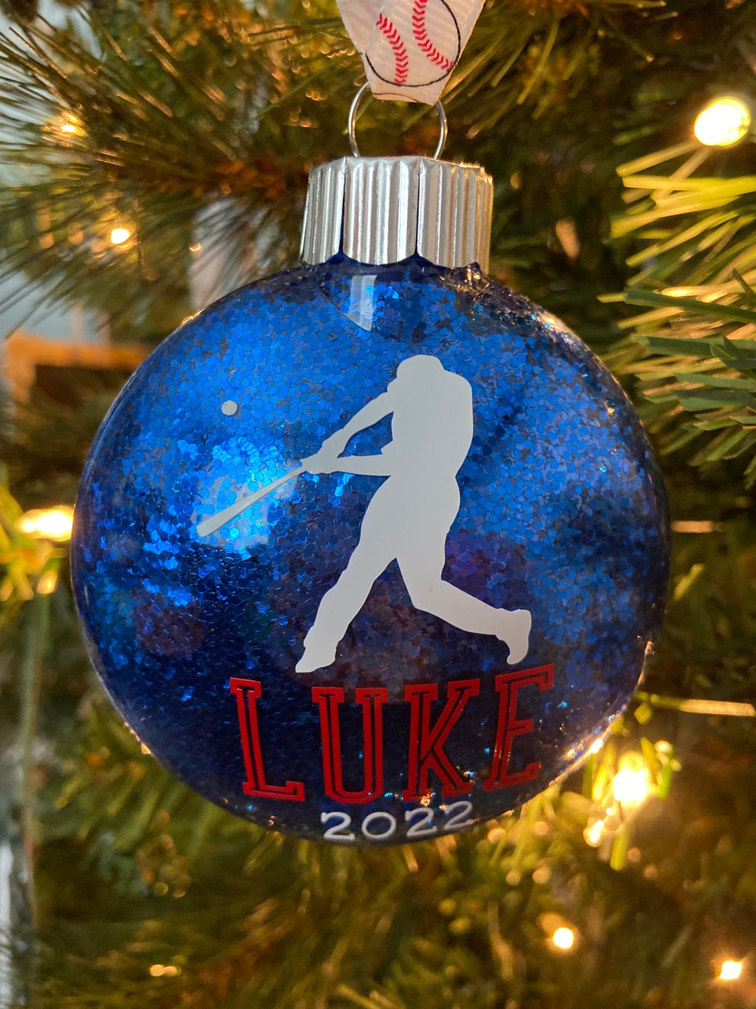 Baseball Christmas Ornament, Baseball Ornament, Glitter Ornament