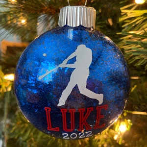 Baseball Christmas Ornament, Baseball Ornament, Glitter Ornament, Personalized Baseball Ornament, Custom Baseball Player Ornament, Baseball