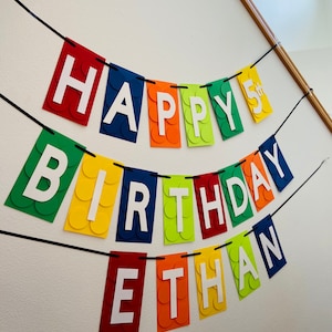 Building Blocks Banner, Happy Birthday Banner, Party Décor, Birthday Banner, Handcrafted Banner, Custom Made Banner, Paper Party Supplies image 10