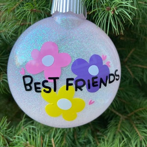 Best Friends Christmas Ornament, Best Friend Ornament, Besties Christmas Ornament, Best Friends Christmas Glitter Ornament, Best Friend Gift