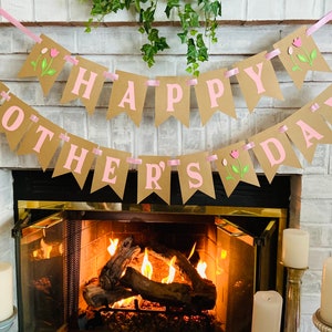 Banner Happy Mothers day Banner, Mothers day Garland, Mothers day, Mothers day decor, Mothers day bunting, Flower Banner, Mother decor