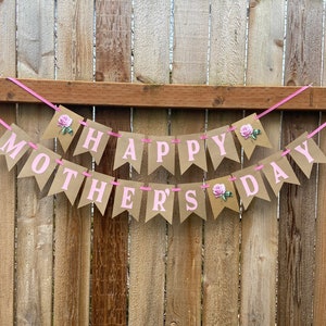 Happy Mothers day Banner, Mothers day Garland, Mothers day decoration, Mothers day decor, Mothers day bunting, Flower Banner, Mother decor