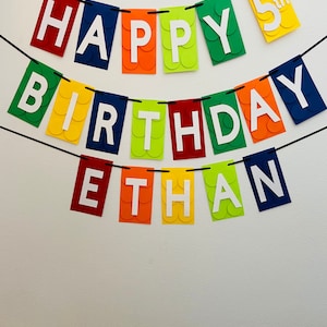 Building Blocks Banner, Happy Birthday Banner, Party Décor, Birthday Banner, Handcrafted Banner, Custom Made Banner, Paper Party Supplies image 9