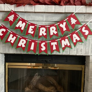 Christmas Banner, Merry Christmas Banner, Christmas banner for mantle, Christmas Banner decor, Christmas banner bunting, Holiday Banner