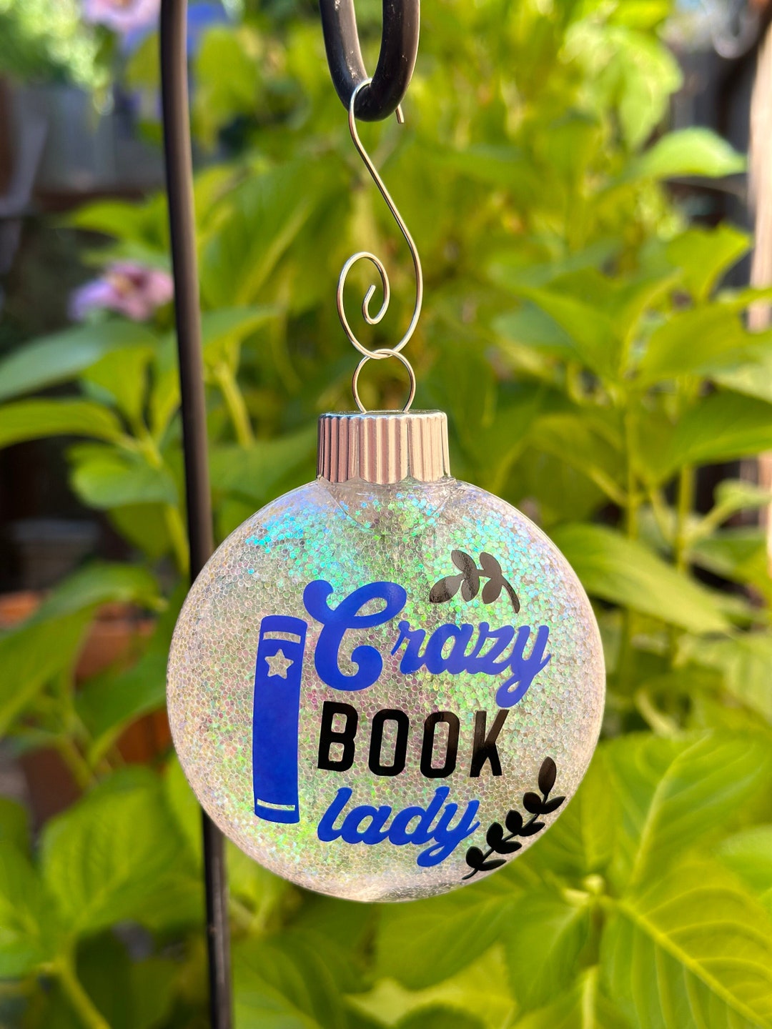 Crazy Book Lady Christmas Ornament, Book Lover Christmas Ornament, Book