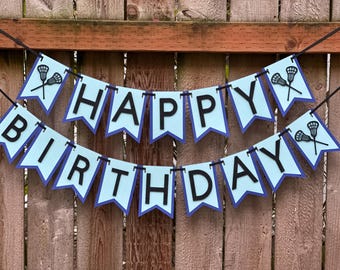 Lacrosse Happy Birthday Banner, Handcrafted Party Decor