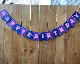 Bannière joyeux anniversaire personnalisée, guirlande de papier cartonné pastel
