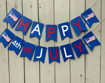Happy 4th of July Banner, Patriotic Party Decor