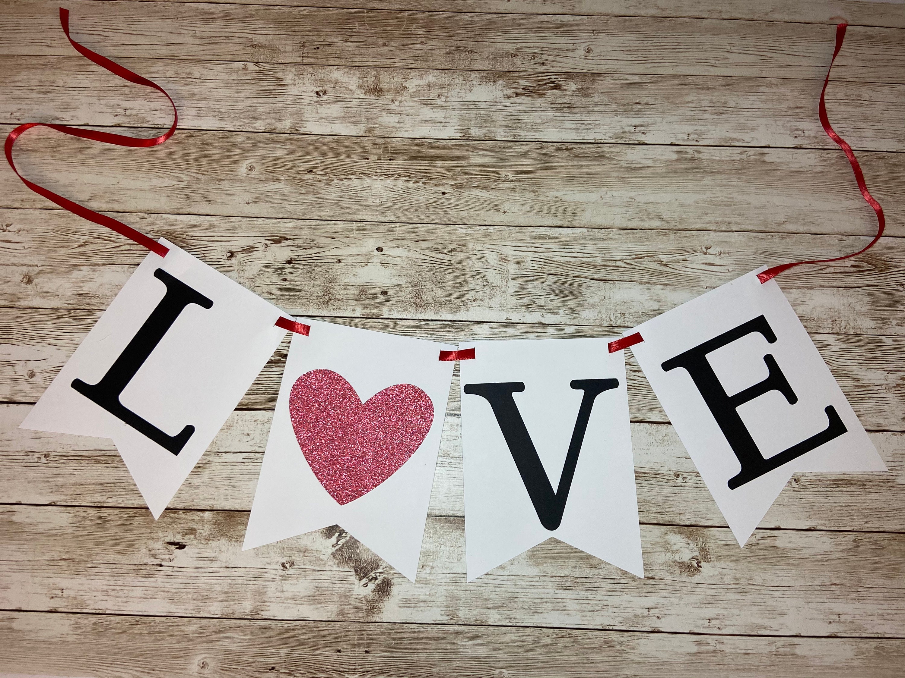 Banner E Ghirlanda Di Cuori Per San Valentino - Set Decorazione Glitter Rosso E Rosa Con Scritta 'Be My Valentine'