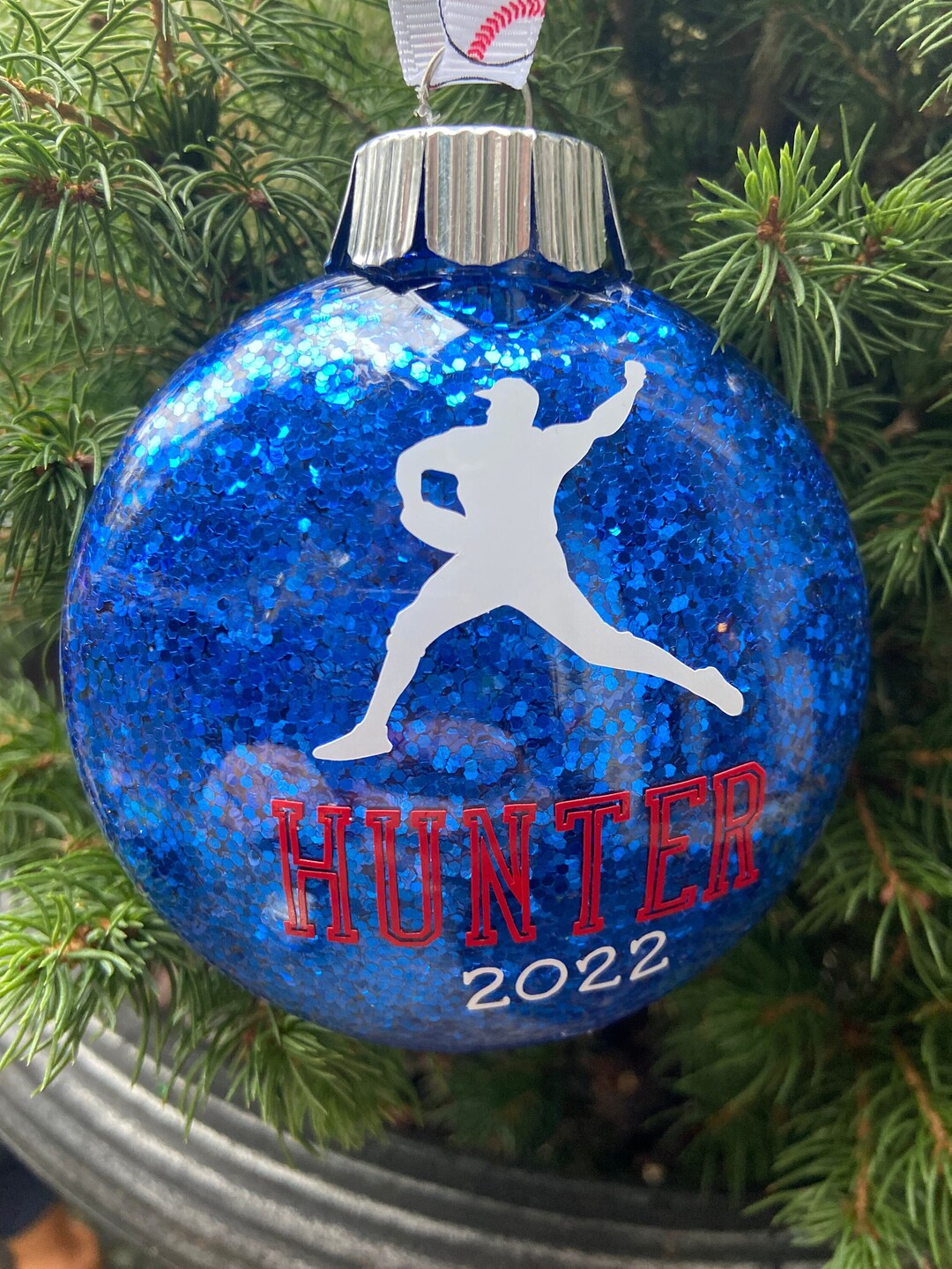 Baseball Christmas Ornament, Baseball Ornament, Glitter Ornament