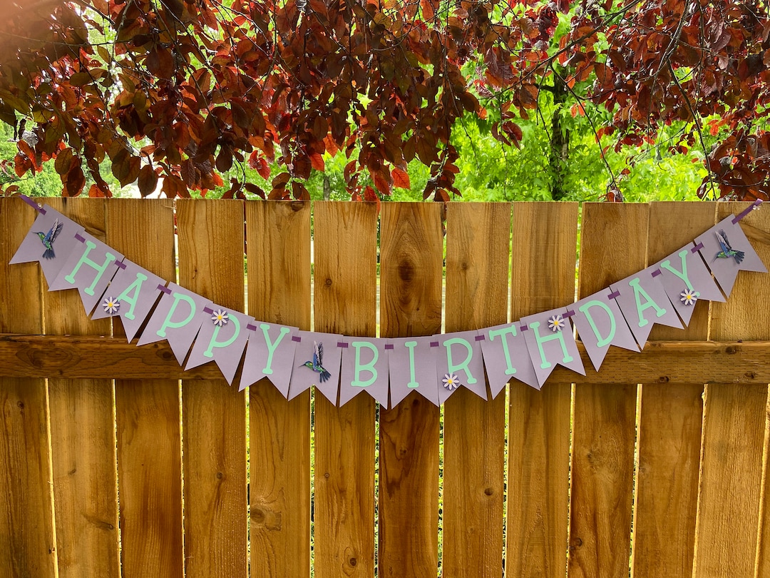 Happy Birthday Banner, Hummingbird Birthday Banner, Happy Birthday ...