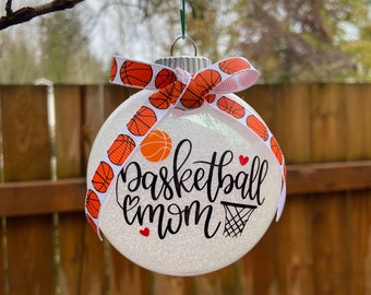 Basketball Mom Glitter Christmas Ornament, Personalized Gift