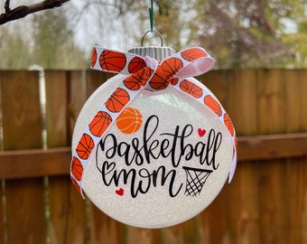 Basketball Mom Christmas Ornament. Basketball Mom Ornament, Basketball Mom glitter ornament, Basketball mom gift, Glitter ornament, Mom Gift