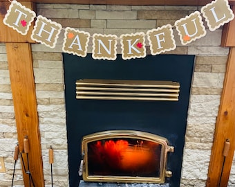 Thanksgiving Banner, Thankful Banner, Happy Thanksgiving Banner, Fall Banner, Fall Sign, Thanksgiving Décor, Fall Mantle Décor, Thankful