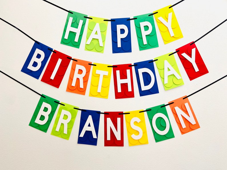 Building Blocks Banner, Happy Birthday Banner, Party Décor, Birthday Banner, Handcrafted Banner, Custom Made Banner, Paper Party Supplies image 5