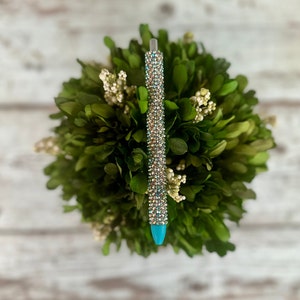 Rhinestone Pen, Teal Rhinestone Pen, Ballpoint Pen, Glass Rhinestones, Personalized Gifts, Custom Gift, Bling Pen, Gifts for Teachers