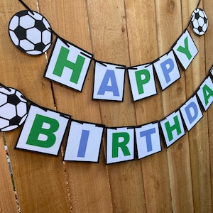 Happy Birthday Banner, Happy Birthday Garland, Custom Birthday Banner, Personalized Party décor, Soccer Banner, Soccer Decoration