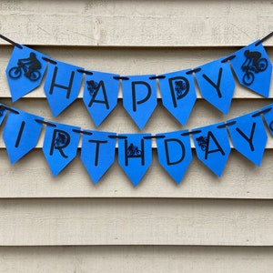 Happy Birthday Banner, Bicycle Birthday Banner, BMX Happy Birthday Banner, Custom Birthday Banner, Personalized Party Décor, Birthday banner