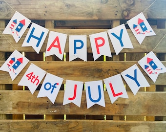Happy 4th of July Banner, 3D Firecracker Garland