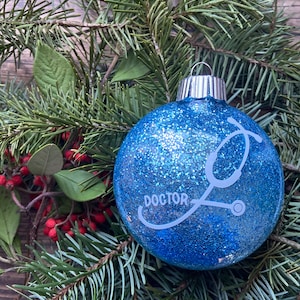 Ornamento di Natale medico, ornamento glitterato, ornamento medico, ornamento personalizzato, ornamento medico personalizzato 2023, regalo medico