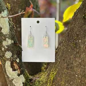 Sparkly Earrings, Glitter Earrings, Confetti Earrings, Resin Earrings, Trendy earrings, Resin Dangles, Rectangle Shaped Dangle Earrings
