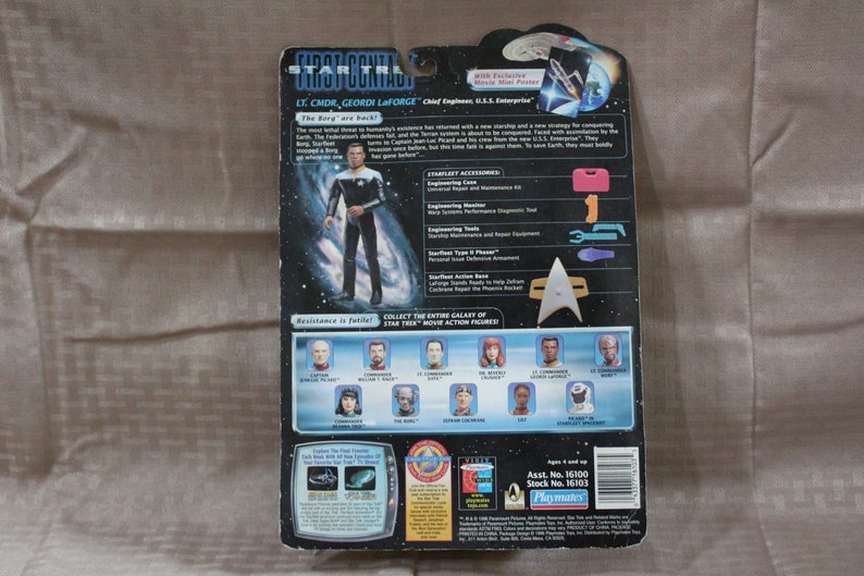 Commander Geordi LaForge Playmates Figure Vintage New in Box Star Trek First Contact Lt