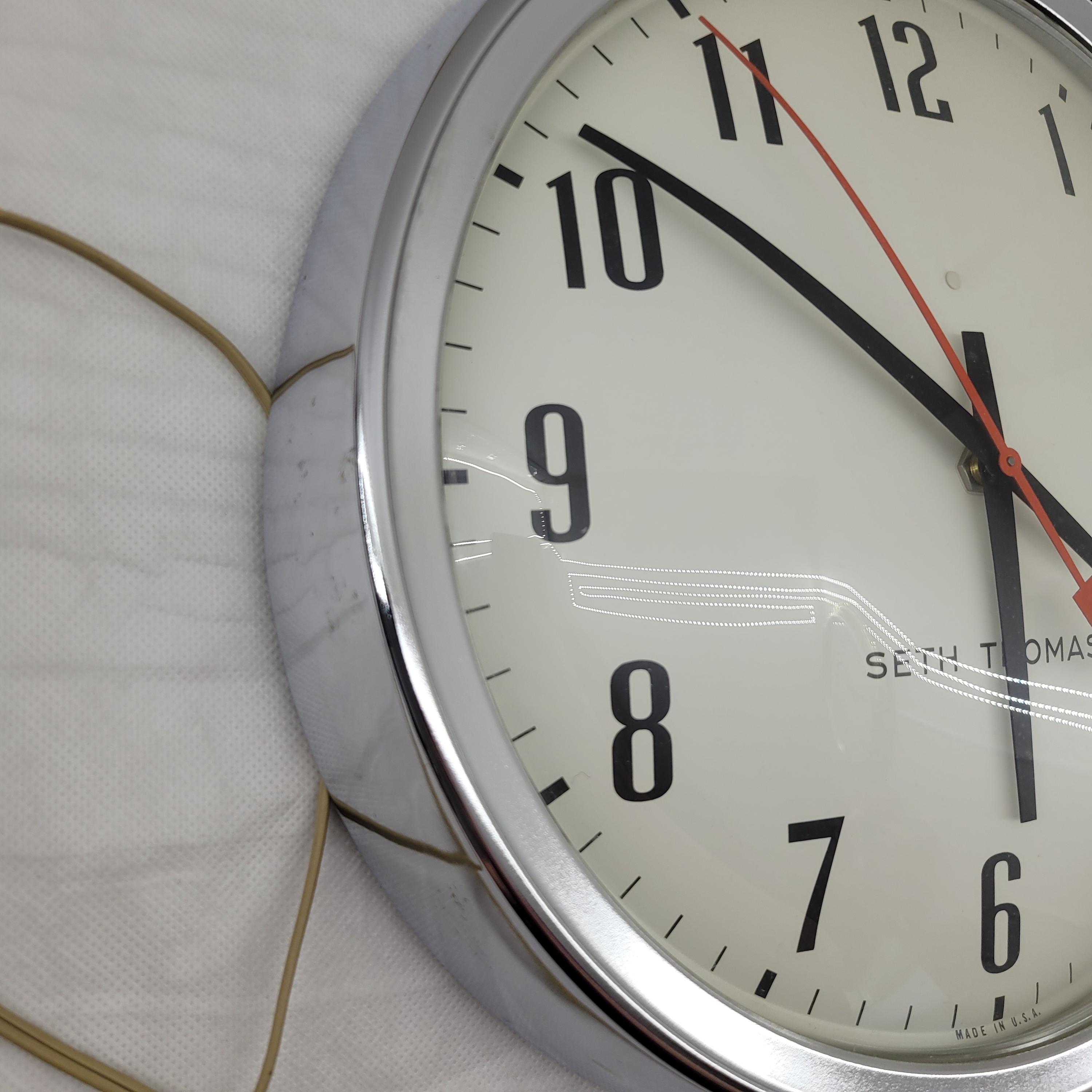 Vintage Seth Thomas School Clock, Mid-century Industrial Electric