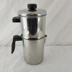 Vintage Stainless Coffee Maker Drip-o-Lator by Flint Ekco 8-Cup Stovetop Model #175 Mid-Century. Great for Camping or Outdoor Kitchen.