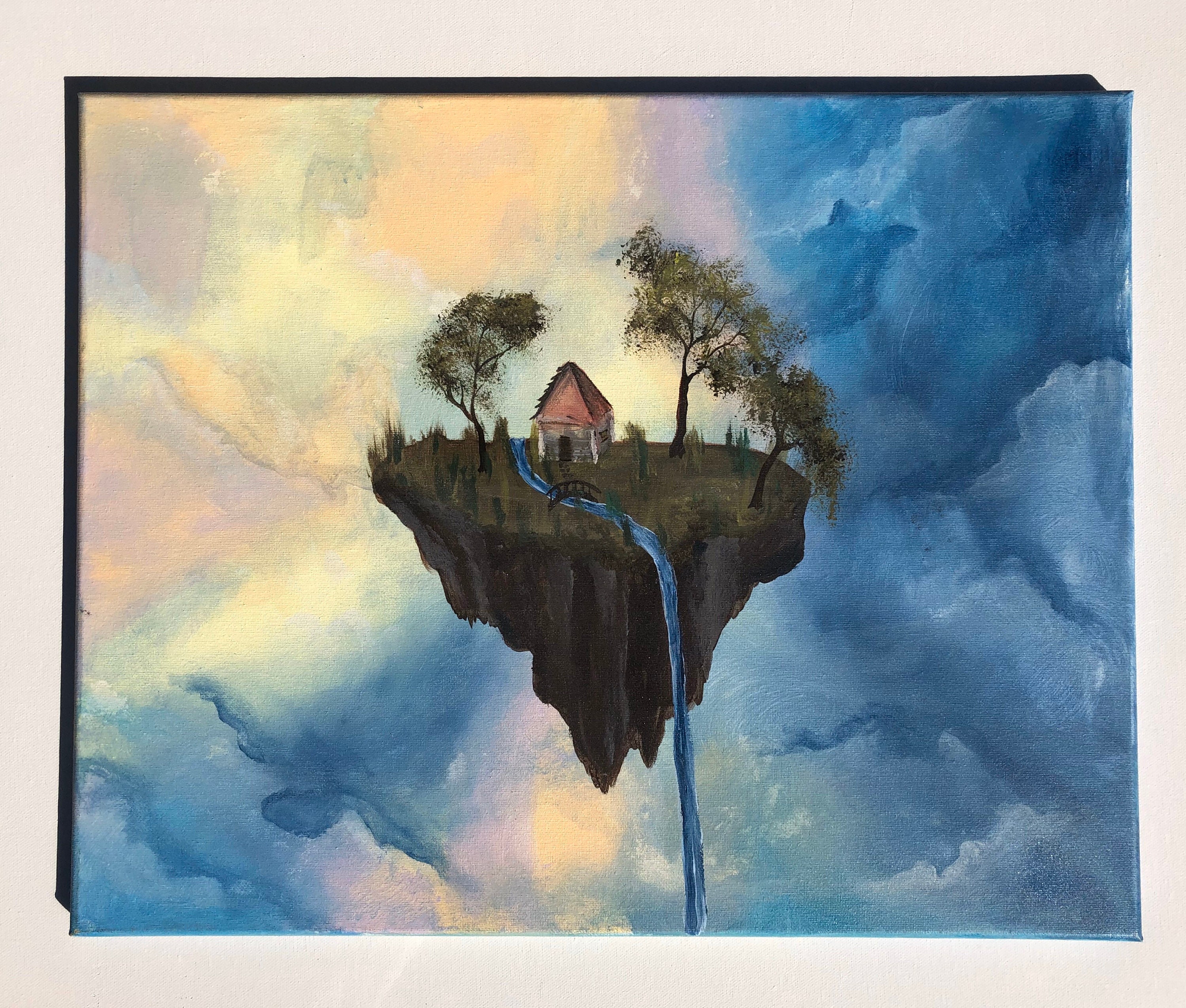 Floating island acrylic painting | Etsy