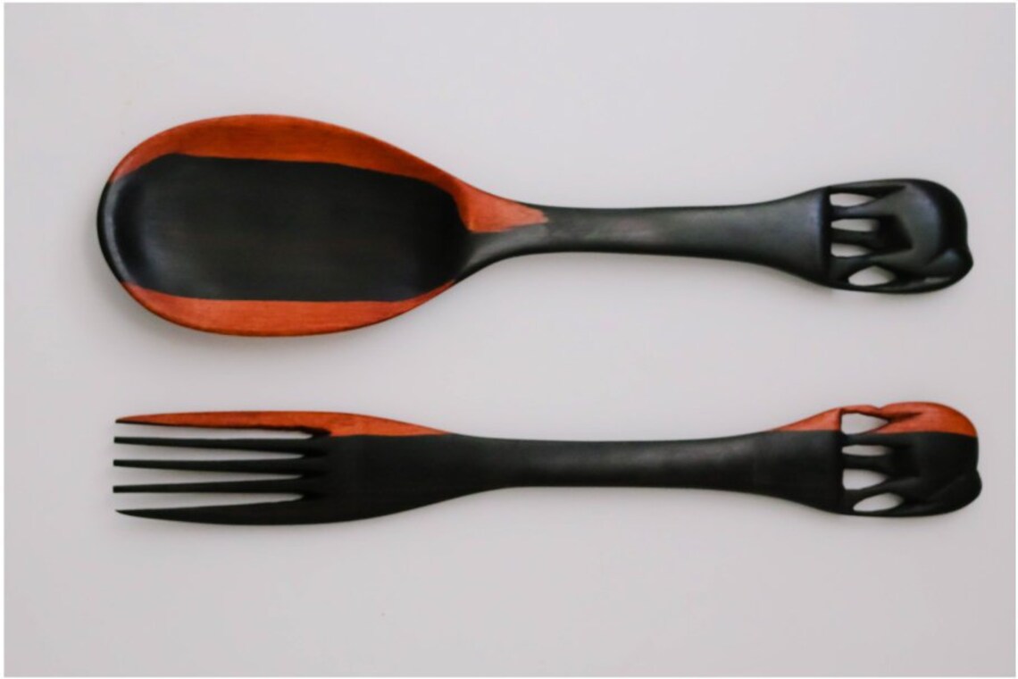 Handmade Wooden Salad Servers / Maasai Serving Set Forkspoon/ Etsy