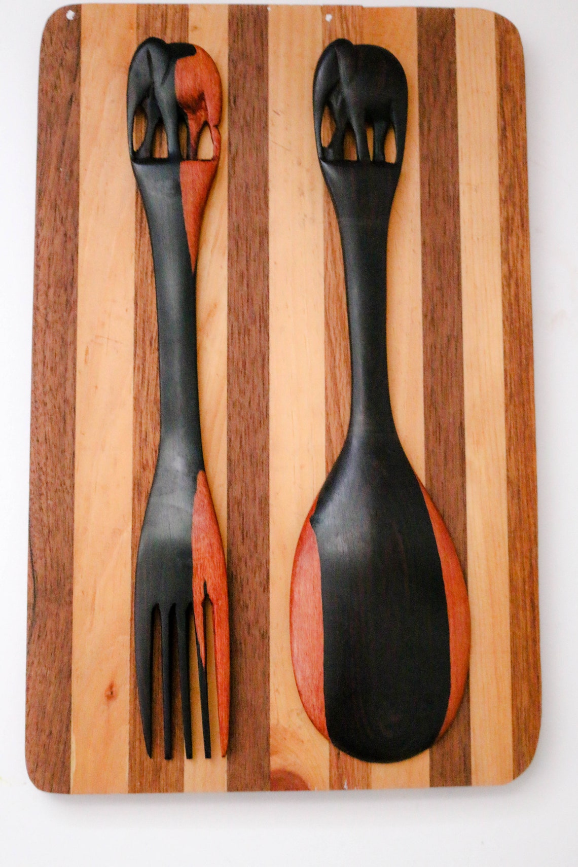 Handmade Wooden Salad Servers / Maasai Serving Set Forkspoon/ Etsy