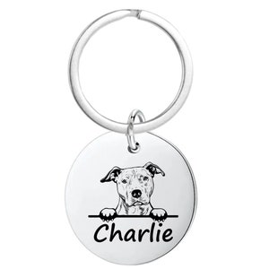 American Pitbull Terrier Gifts ,Personalized Keychain, Custom Engraved  Dog Keychain, Memorial Keepsake for Dog Mom and Dad, Dog Lover