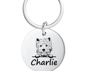Westie Dog Gifts ,Personalized Westie Dog Keychain, Custom Engraved  Dog Keychain, Memorial Keepsake for Dog Mom and Dad, Dog Lover