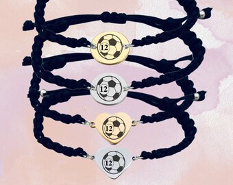 Personalized Soccer Gift, Engraved Soccer Adjustable Rope Bracelet, Soccer Jewelry, Soccer Player Gift Soccer Team Gift