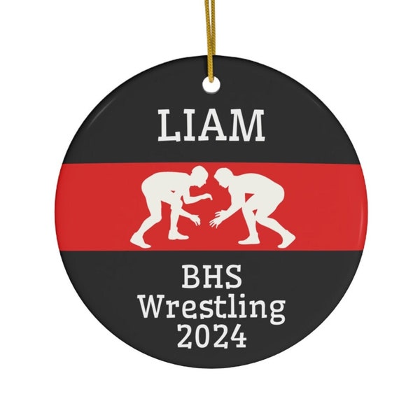 Wrestling Ornament, 2024 Personalized Wrestling Christmas Ornament, Ceramic Tree Ornament for Wrestlers, Wresting Gift