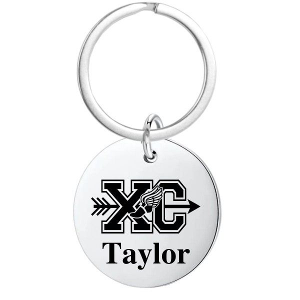 Personalized Cross Country Keychain Name Engraved, Running Charm Jewelry, Gifts for Runners Cross Country, Senior Gift, Team, Runner