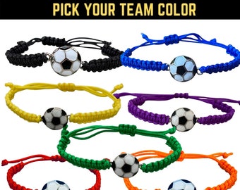 Soccer Bracelet, Unisex Adjustable Cord Soccer Jewelry, Soccer Team Gift, Sports Bracelet, Soccer Player Gift, Girls, Boys Braided Bracelet