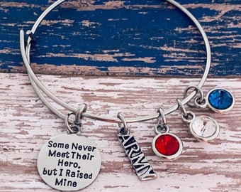 Army Mom Bracelet, Some Never Meet Their Hero, I Raised Mine Charm Bangle, Army Strong,Army Jewelry, Moms Gift, Military Mother Bracelet