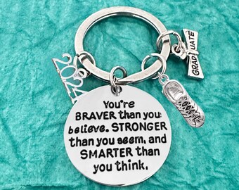 Runner Graduation Keychain, 2024 Track Field Graduate Jewelry Senior Gift High School, Runner, Sprint, Hurdles, Girls, Boys Running Present