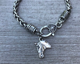 Girls Horse Charm Bracelet, Equestrian Bracelet, Horse Bracelet, Equestrian Jewelry, Horse Jewelry, Horse Lover Bracelet, Horse Lover Gift