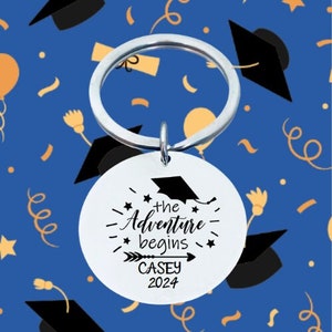 2024 Graduation Keychain, Inspirational Personalized Engraved Graduation Jewelry, Custom Graduation Gift, Class of 2024, High School,College