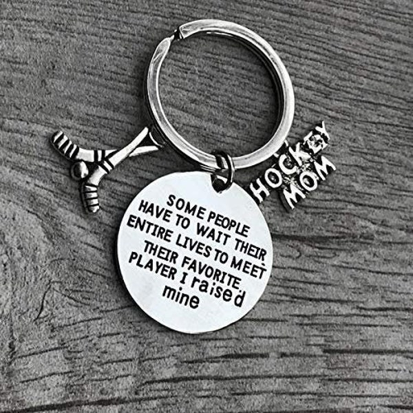 Hockey Mom Keychain Some People Have to Wait Their Entire Lives to Meet Their Favorite Player, I Raised Mine Keychain, Hockey Gift, Hockey