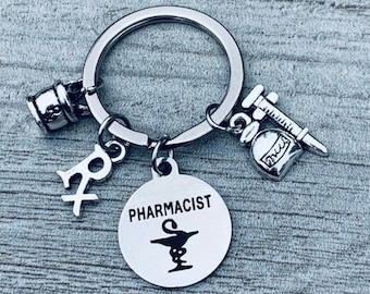 Porte-clés de pharmacien, cadeau de pharmacien pour hommes et femmes, cadeau de porte-clés inspirant de Pharmacy Tech, cadeau de remise de diplôme d’étudiant en pharmacie