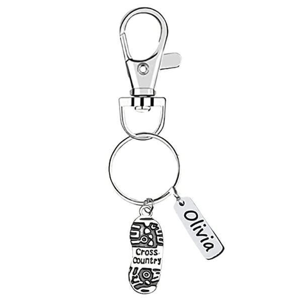 Personalized Cross Country Keychain, Engraved Girls Running Jewelry, Runner Zipper Pull Backpack Keychain, Sneaker XC, Runner Gift