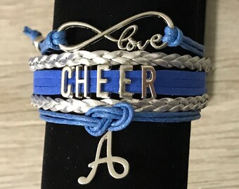 fishhook Cheerleader Bracelet Cheerleading Dance Girl Heart Pendant Bracelet Stainless Steel DIY Wire Bangle Bracelet Ideal Gift for Women Girls Cheer Squad