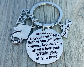 Gift for daughter Custom graduation gift Personalized hand stamped graduation keychain Inspirational Motivational graduation gift