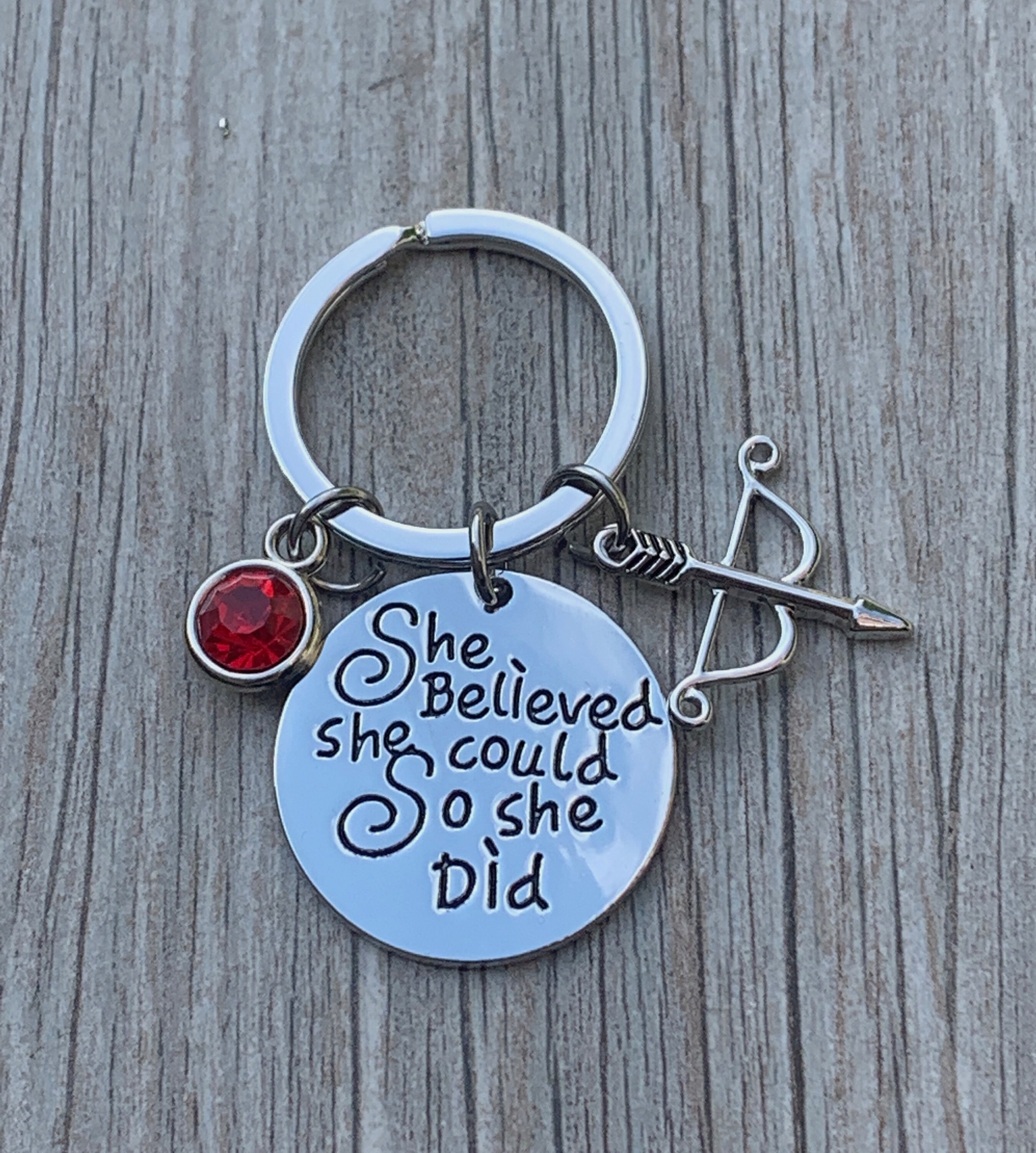 Personalized Archery Charm Keychain with Birthstone Archery Etsy